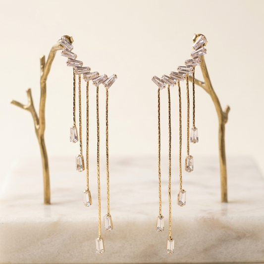 Rhinestone Chain Ear Cuffs