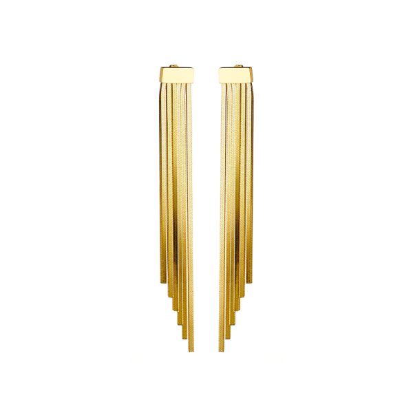 Baguette Beads Drop Earrings (Gold)