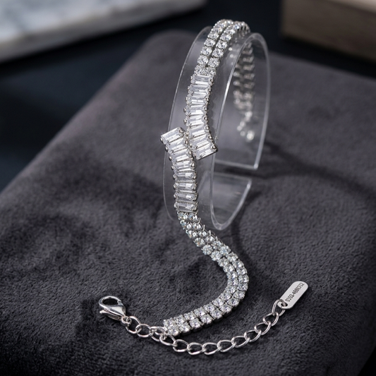 Baguette-Cut Bracelet (Diamond + Silver)