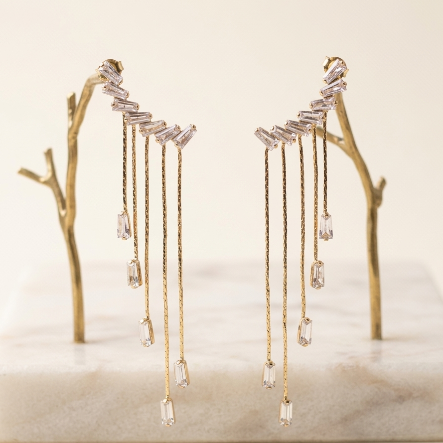 Rhinestone Chain Ear Cuffs