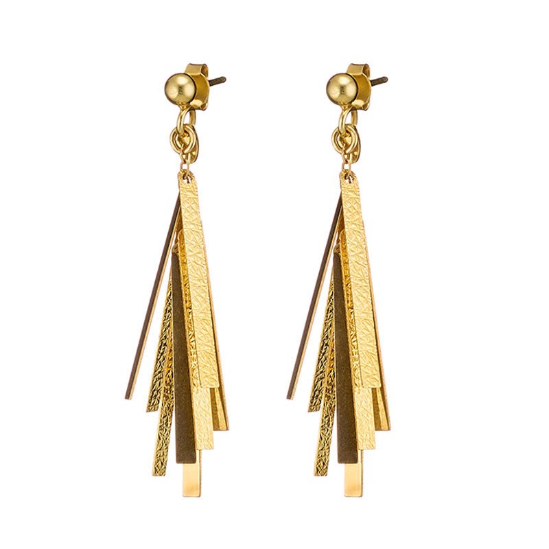 Baguette Beads Drop Earrings (Silver)
