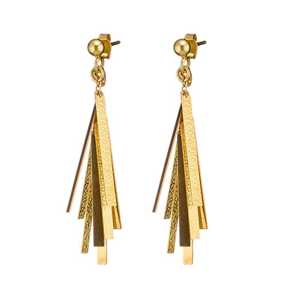 Baguette Beads Drop Earrings (Silver)