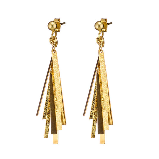 Baguette Beads Drop Earrings (Gold)