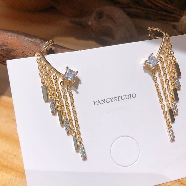 Rhinestone Chain Ear Cuffs