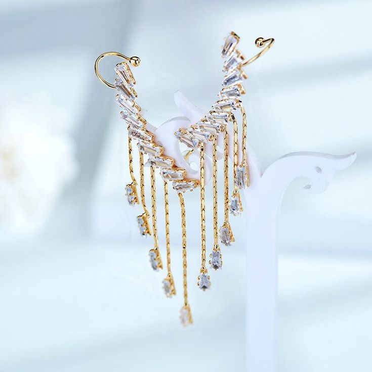 Rhinestone Chain Ear Cuffs