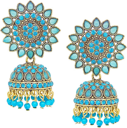 Classic Light Blue Jhumka with Golden Accents
